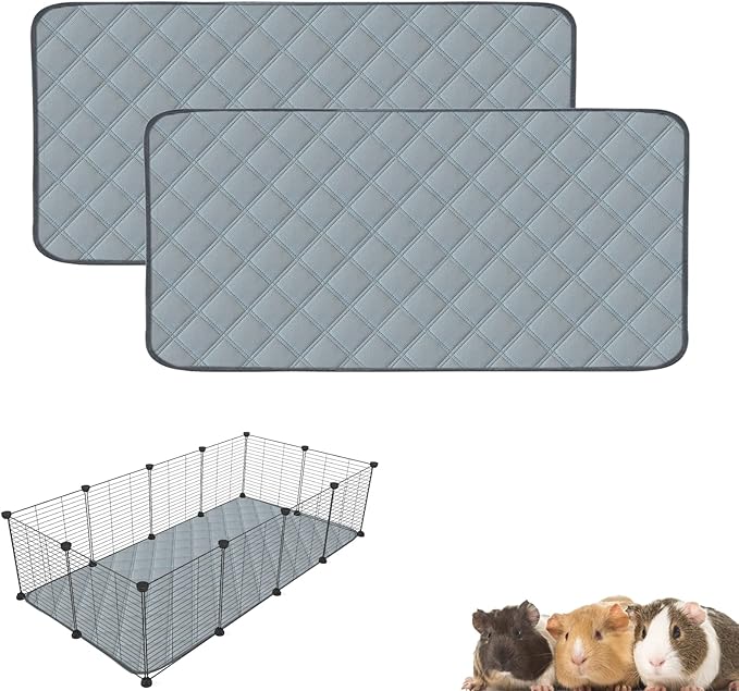 2 Pack Guinea Pig Cage Liners Washable Guinea Pig Bedding Waterproof | Super Absorbent | Non Slip | Reusable Guinea Pig Pee Pads for Small Animals Rabbit Hamster Rat - for Midwest 48" x 24"