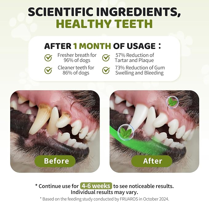 Dog Dental Powder, Dog Teeth Cleaning Powder with Plaque & Tartar Remover, Fresh Breath Support, Whitening & Coat Health Enhancer, Dental Care for All Size Dogs (210g)