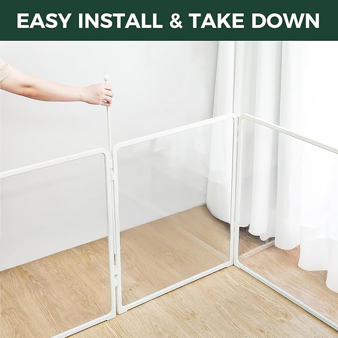 FXW Homeplus Unleashed Indoor Dog Playpen - Stress-Free and Safe Play, Heavy Duty 32 Inch 5 Acrylic Panels + 5 Wire Panels Dog Pen for Small and Medium Dogs, White│Patented