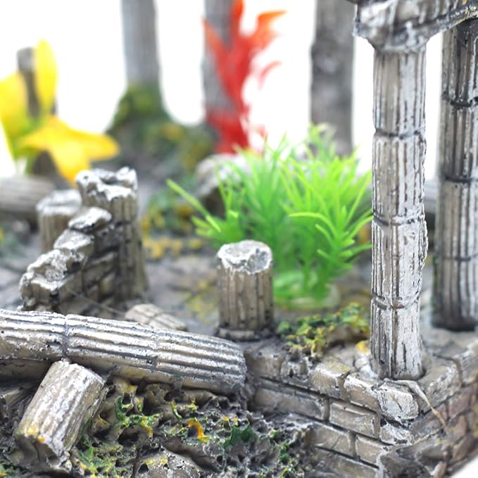 Sscon Aquarium Fish Tank Decoration Simulation Resin Roman Column Rock Ruins Plants Aquarium Decor Ornaments