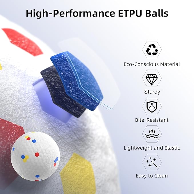 uahpet Automatic Ball Launcher for Dog with Obstacle Detection, 4 Adjustable Distances Ball Thrower Launcher for Medium & Large Dogs, with 3 Balls (2.5 inches)
