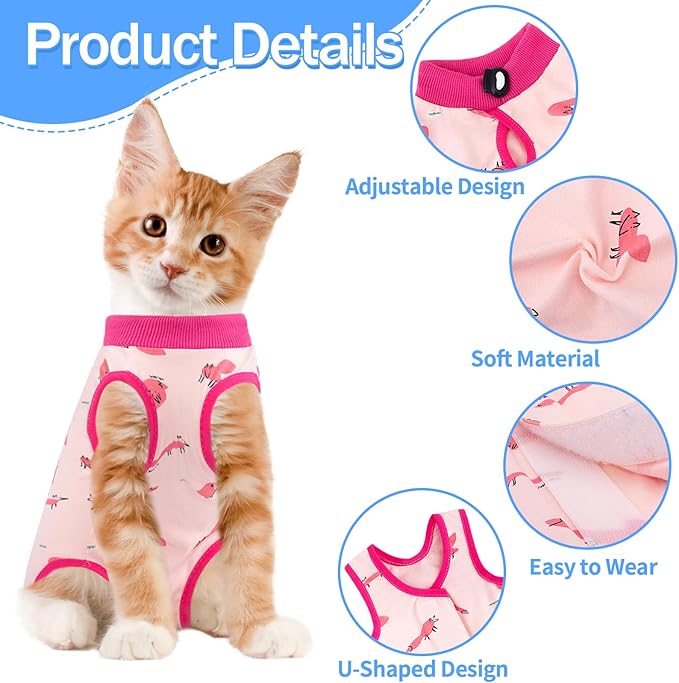 Cat Recovery Suit Female, Breathable Cat Onesie After Surgery Female for Abdominal Wounds or Skin Diseases, Surgery Recovery Suit Kitten Onesie After Spay Wear Anti Licking
