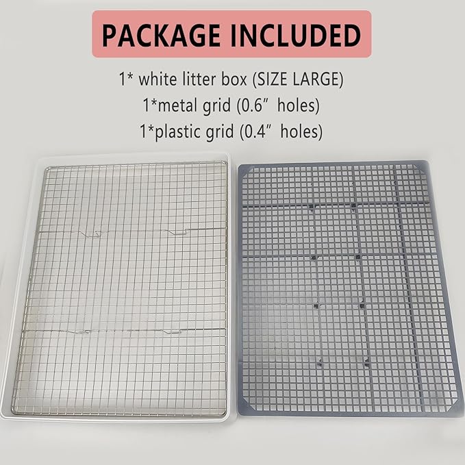 Oncpcare Extra Large Rabbit Litter Box with Grid 22x18in Bunny Litter Tray for Cage XL Potty Training Pan for Adult Rabbit Flemish Giant Rabbits