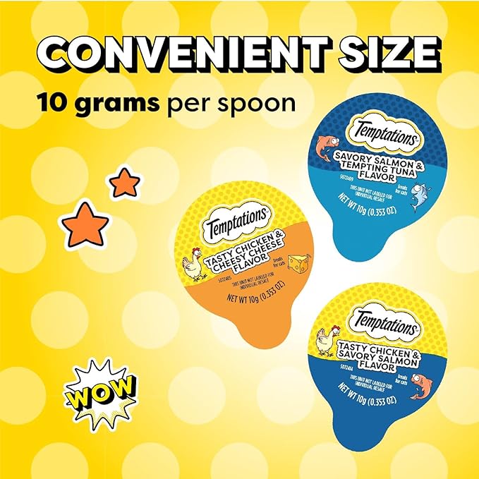 Temptations Lickable Spoons Adult Wet Cat Treat, 10 Grams, Variety Pack of 48