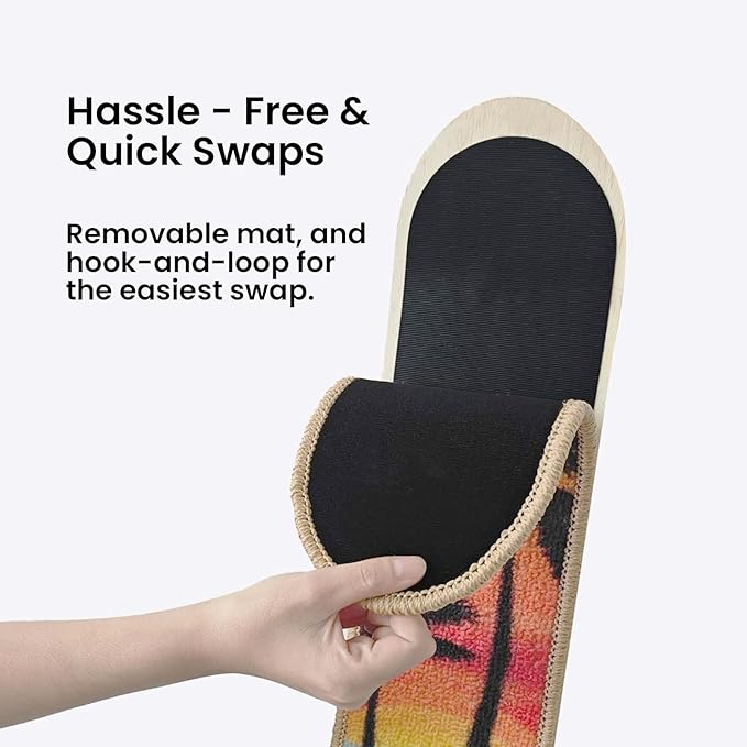 Wall Mounted Cat Scratching Board Skateboard Style (24"x6") - Reusable Wooden Board + Replaceable Cat Scratcher Map with Mounted Setup