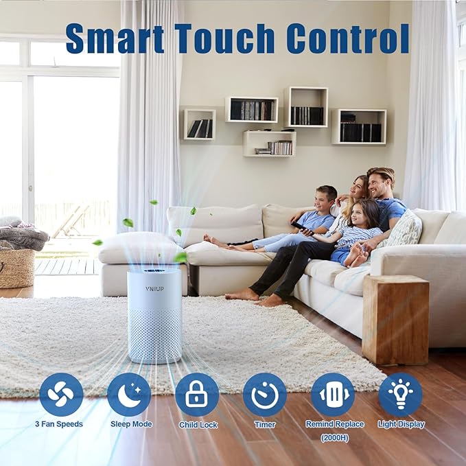 ๐๐๐ฐ๐๐ฌ๐ญ Air Purifiers for Home Bedroom up to 800 ftยฒ, VNIUP H14 HEPA Room Air Purifiers for Bedroom with Fragrance Function, with Sleep Mode& Light Mode Air Cleaner for Pet Dander Odor Dust Smoke