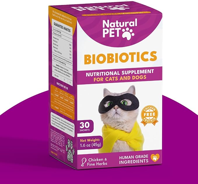 Biobiotics Digestive Support Supplement for Cats & Dogs - Chicken & Herb Flavor - 30 Sachets for Digestive Wellness