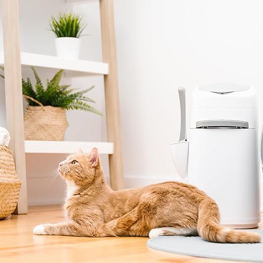 Litter Genie Style Pail Cat Litter Box Waste Disposal System for Odor Control Includes 1 Square Refill Bag