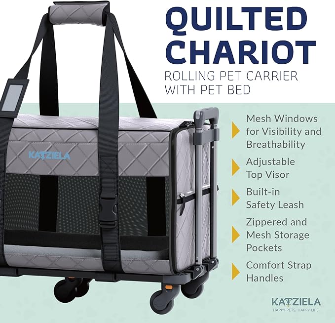 Pet Carrier Airline Approved - Dog Carrier with Wheels - TSA Airline Approved Dog Carrier - Rolling Pet Carrier with Wheels for Small to Medium Size Cat or Dog - Airplane Cabin Animal (Dark Grey)