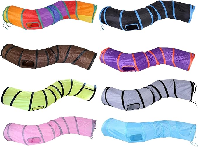 iCAGY Cat Tunnel for Indoor Cats, Rabbit Tunnel Toys, Pet Toys Play Tunnels for Cats Kittens Rabbits Puppies Crinkle Pop Up Dark Grey 47" Shape S