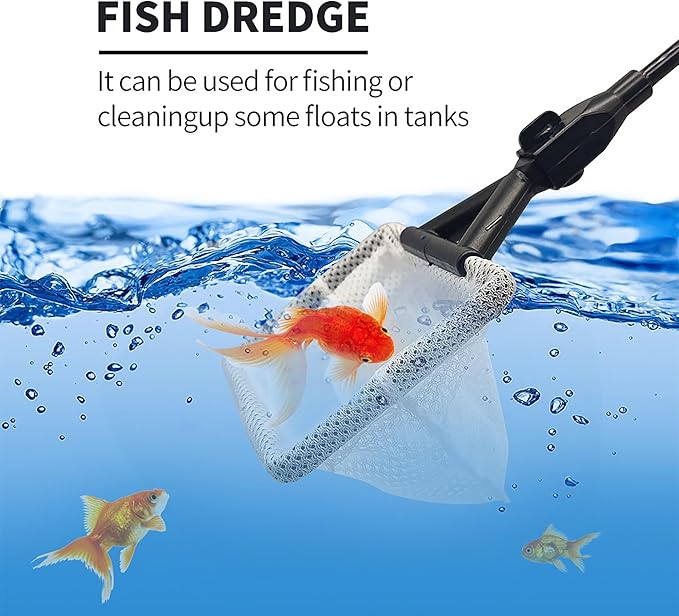 Aquarium Cleaning Tool - 6 in 1 Fish Tank Cleaning Tools - Fish Tank Brush Cleaner Set,with Adjustable Long Handle,Algae Scraper Scrubber Pad Scrub Brush Fish Net Gravel Rake