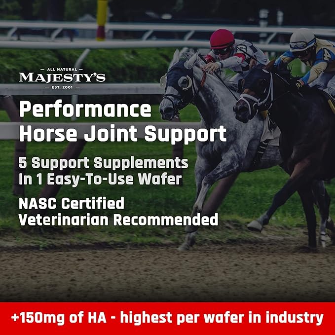 Majesty's Flex HA Wafers - Superior Performance Horse / Equine Joint Support Supplement - HA, Vitamin C, Yucca, Glucosamine - 60 Count (2 Month Supply)
