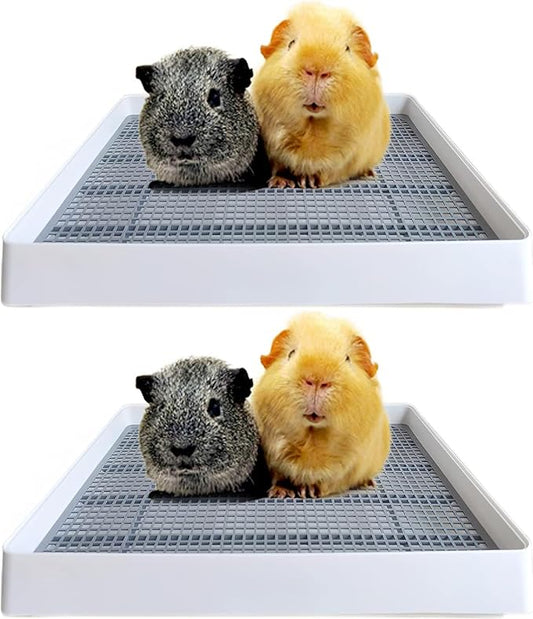PODOO Rabbit Large Litter Box, Guinea Pig Training Pan Cage with Toilet Tray, Ideal for Rats, Ferret, Bunny Small and Medium Animals (2Pcs x Medium)