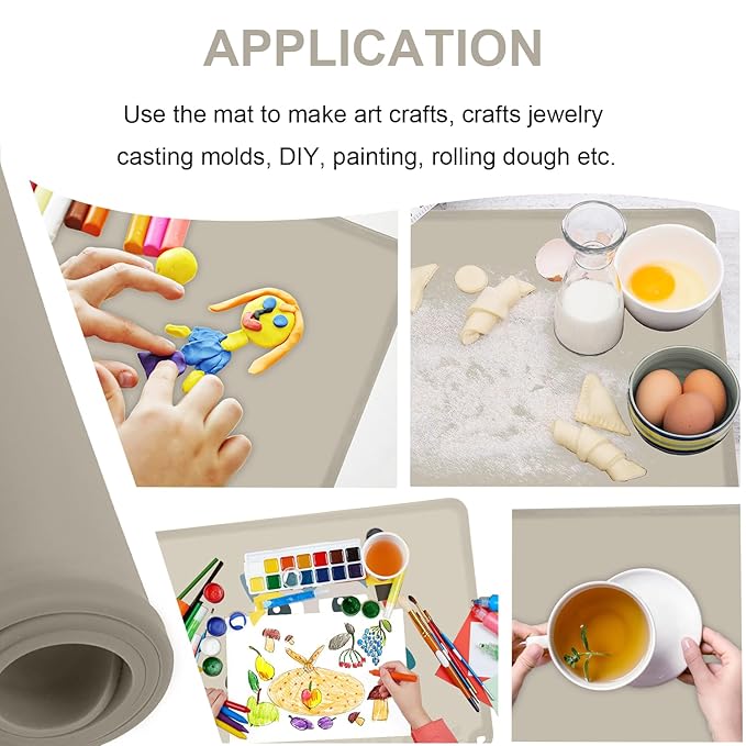 KVK Silicone Placemat for Toddles Kids Non-Slip Reusable Portable Baby Placemats for Restaurant Stain-Proof Children Food Mats Eating Table Mat 2 Pack (Ecru)