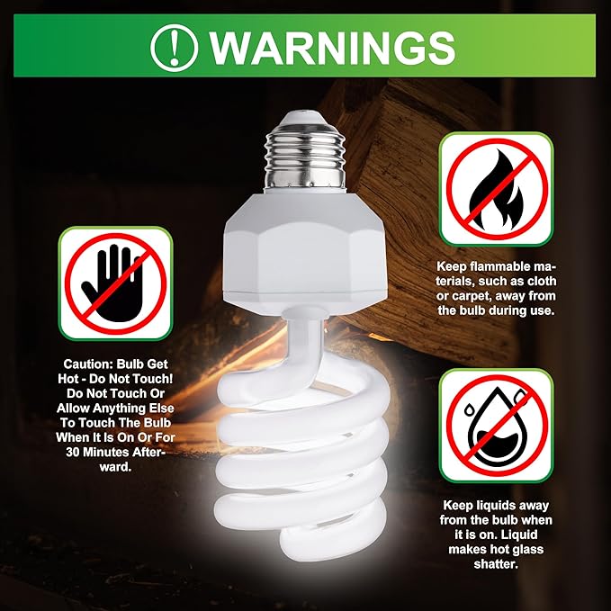 UVB Reptile Light Bulb 5.0, 23W UV Spiral Compact Florescent Terrarium Lamp Ideal for Tropical Reptiles Bearded Dragon Hermit Crab Turtle Leopard Gecko Tank Chameleons Iguanas Snake - 2 Pack