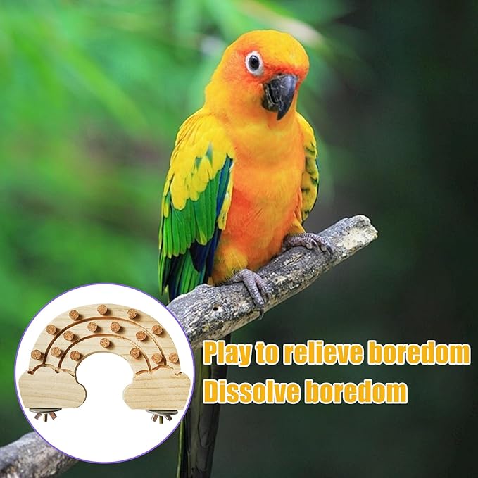 2 Pcs Bird Chew Toy Wooden Foraging Toys,Hanging Wooden Puzzle Foraging,Parrot Cork Stopper Toys Birds Feeding Toy,2 Pcs Bird Cage Food Holder Fruit, for Small and Medium Parrots(G)
