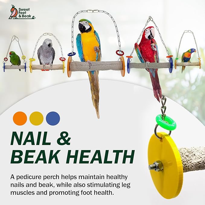 Roll Bird Swing - Pumice Perch Bird Toys Trims Nails and Beaks, Safe and Non-Toxic Bird Cage Accessories for Small and Large Birds, Swinging Toys Birds Will Love, XSmall 4.5 Inches