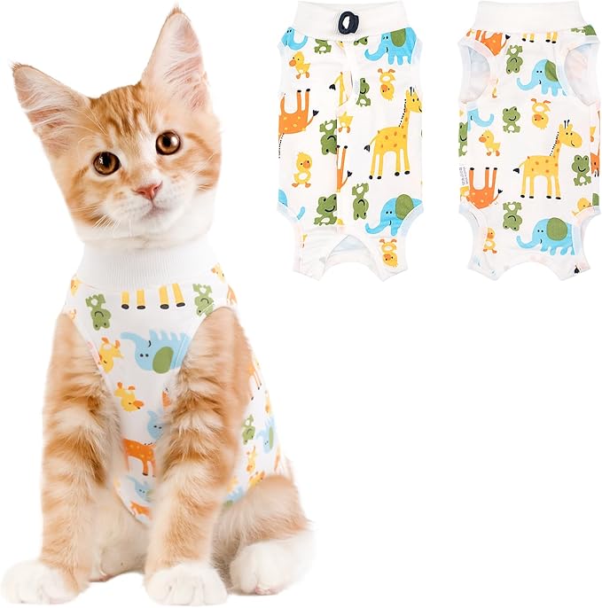 Cat Recovery Suit Female, Breathable Cat Onesie After Surgery Female for Abdominal Wounds or Skin Diseases, Surgery Recovery Suit Kitten Onesie After Spay Wear Anti Licking