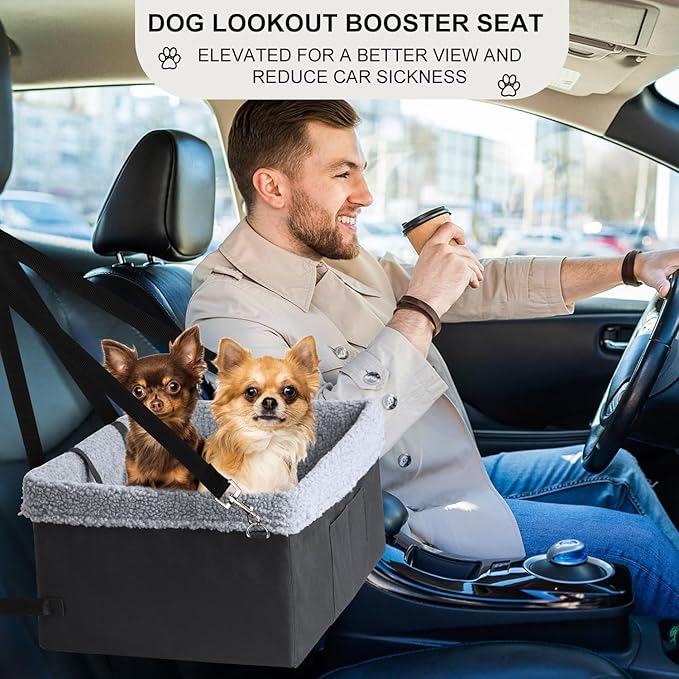 Dog Car Seats for Small Dogs, Upgrade Dog Booster Seat with Metal Frame Construction with Double-Layer Oxford, Perfect for Small Pets up to 20lbs