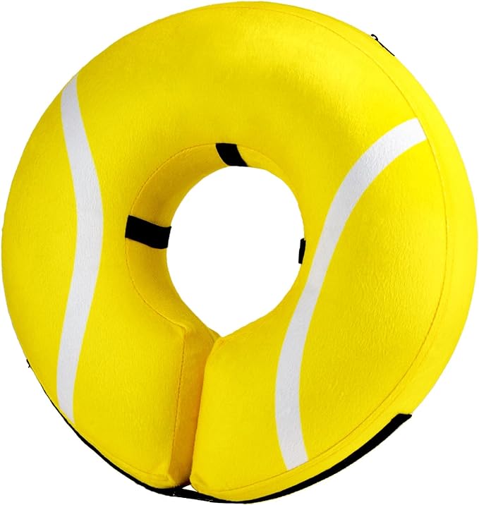 BENCMATE Inflatable Dog Cone Collar Alternative, Soft Dog Cone for Small Medium Large Dogs and Cats, Neck Recovery ECollar Donut Collar After Surgery (XLarge, Tennis)