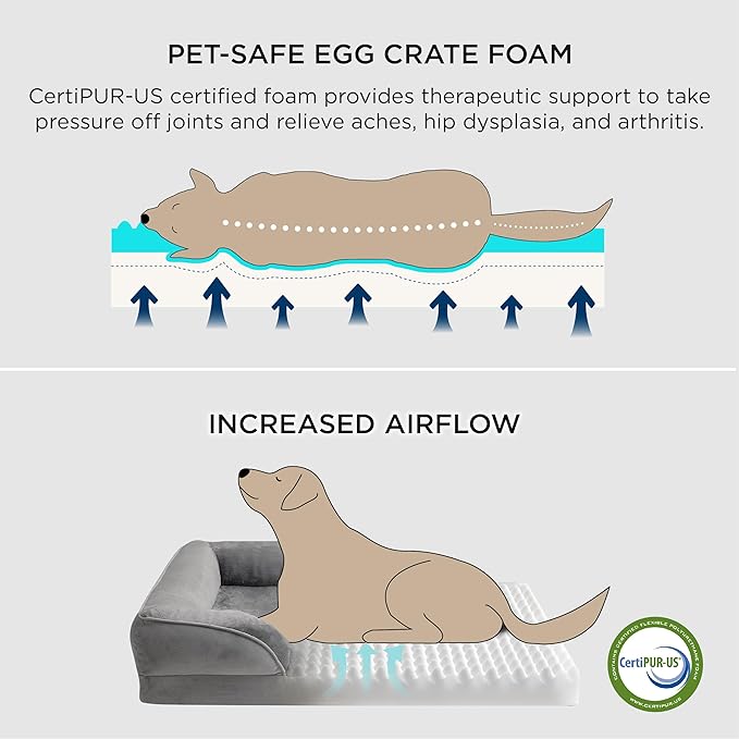 Bedsure XL Plus Orthopedic Dog Bed for Extra Large Dogs - Washable XLarge Dog Cat Bed Waterproof, Comfort Dogs Couch Sofa with Washable Removable Cover, Pet Bed with Nonskid Bottom, Hazel, 48"