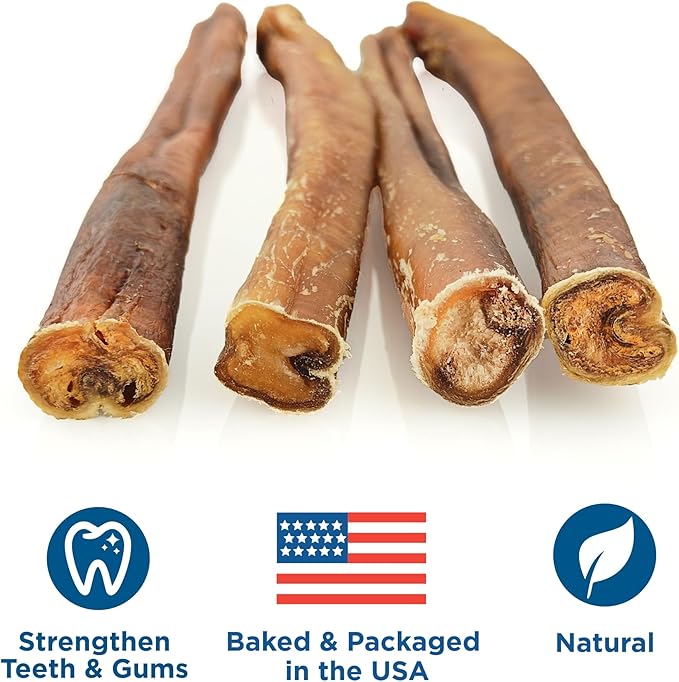 Best Bully Sticks Thick 12 Inch Bully Sticks - 10 Count (Pack of 1) - Natural, Grass-Fed, Single Ingredient, Grain and Rawhide Free, Ideal for Large Dogs