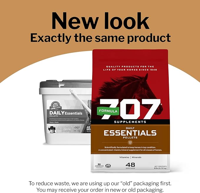 Formula 707 Daily Essentials Equine Supplement, 25lb Refill Bag – Complete Vitamins and Minerals for Superior Health and Condition in Horses
