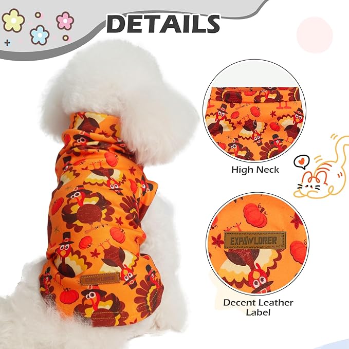 EXPAWLORER Thanksgiving Cat Sweater - Sweaters for Cats Only Soft Warm Pet Clothes, Fall and Winter Turkey Coat Pullover Design, Fleece Sweatshirt Clothing Also for Puppy Small Dogs, Large