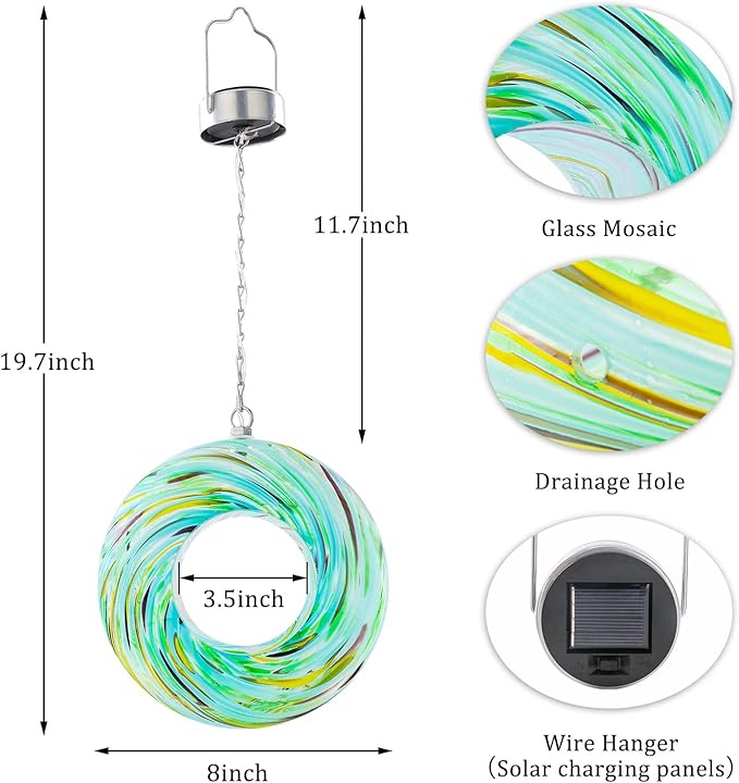 Yinns Glass Bird Feeders for Outside Hanging Fly Through Bird Feeder with Round Shape Solar Birdfeeder for Yard Garden Decor