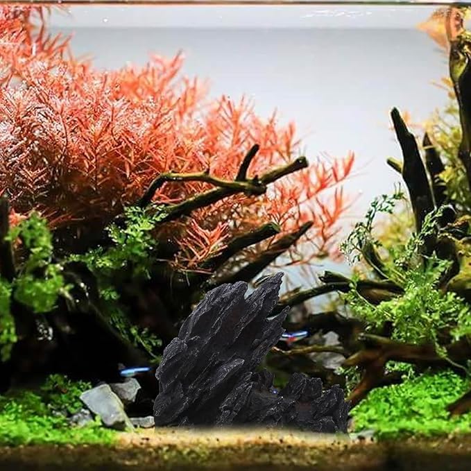 AnRui Aquarium Mountain Artificial Jagged View Stone Decorations Resin Betta Cichlids Hideaway Rock Aquascaping Hiding Cave Hermit Crab Hideout Ornaments (Large)