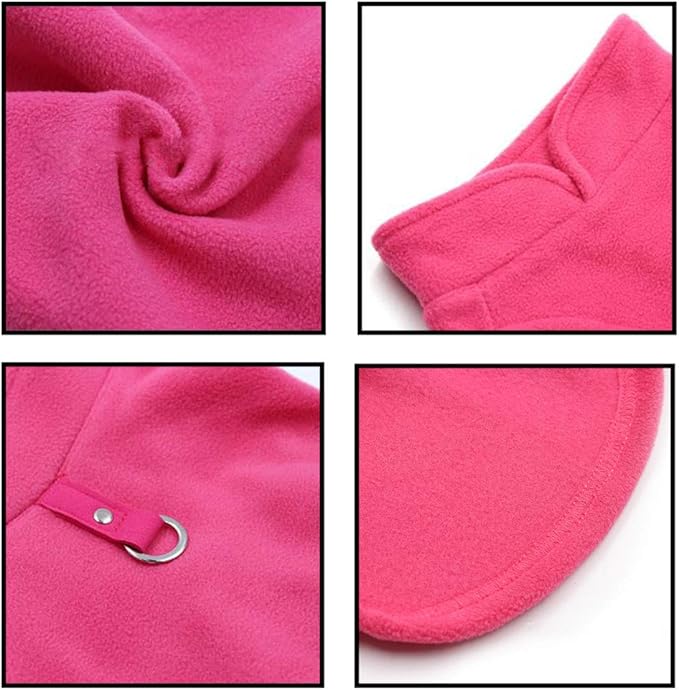 JACKO & CO - Fleece Vest Sweater with Leash Ring - Soft Lightweight Breathable for Puppies Small Medium Dogs, Kitten, Cats, Chihuahua - Warm for Fall/Autumn/Winter (Pink, XX-Large 25-35lbs)