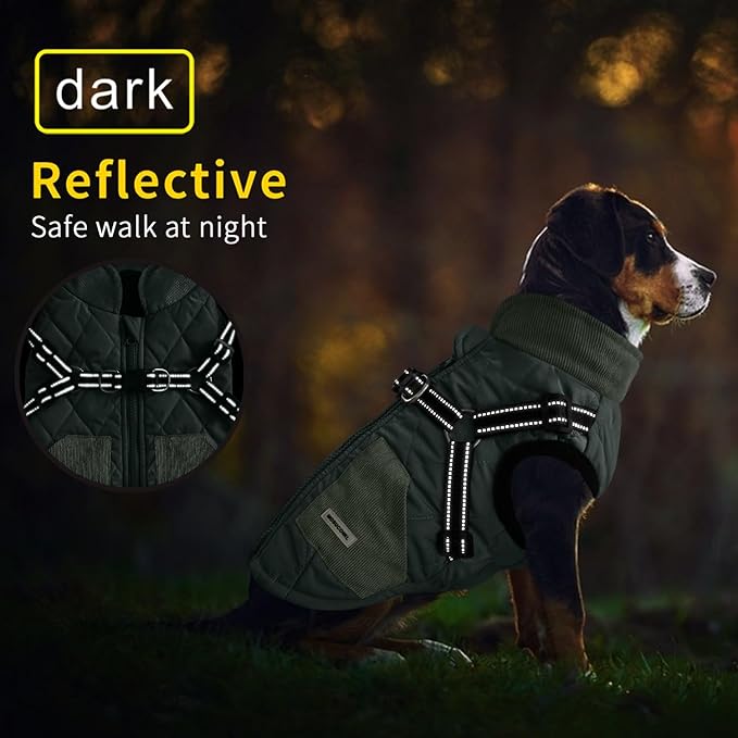 Mosucoirl Warm Dog Coats Pet Clothes, Waterproof Dogs Jacket Reflective Pet Outfits Winter Dog Cold Weather Coat Cozy Snow Jackets Vest for Small Medium Large Dogs Puppy Doggie