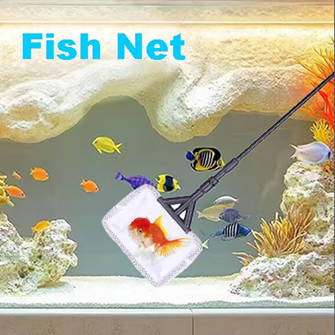 Carefree Fish 4IN1 Carbon Fiber Aquarium Cleaning Tools Long Handle Adjustable Length 18~24Inch Fish Tank Cleaner Kit Alage Scraper Scrubber Brushes Set