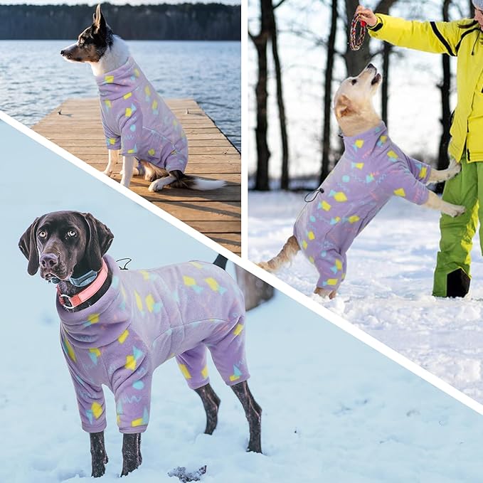 ROZKITCH Dog Winter Coat Soft Fleece Pullover Pajamas, Pet Windproof Warm Cold Weather Jacket Vest with Luminous Zipper, Jumpsuit Apparel Outfit Clothes for Small Medium Large Dog Geometry XL