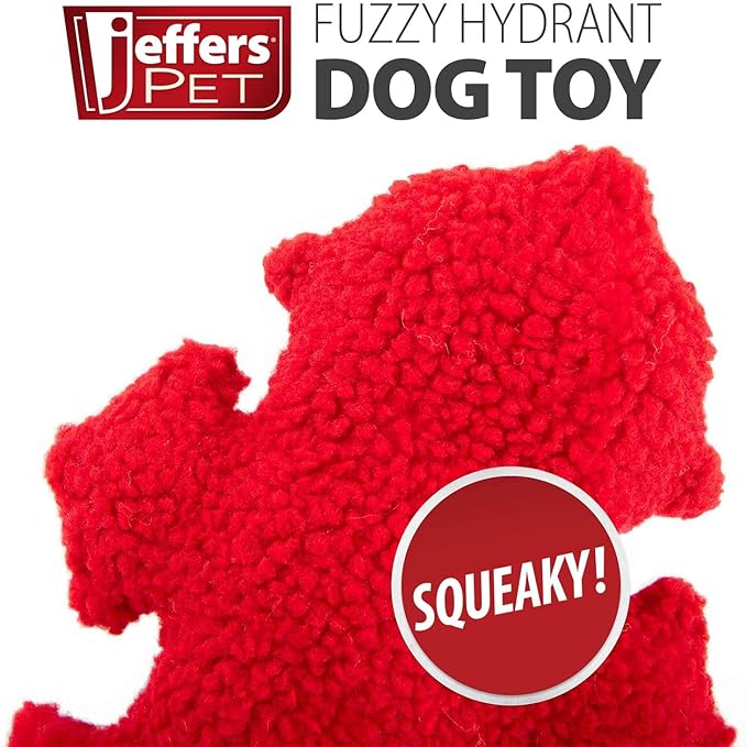 Jeffers Pet Plush Dog Toy with Squeaker, Fire Hydrant 8" - Soft Crinkle Fabric, Safe & Durable, Healthy Fun for Small & Medium Dogs, Interactive Play, Fetch, Tug - Best Gift for Active Games