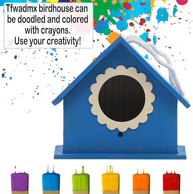 Tfwadmx Wooden Bird House, Hanging Birdhouse for Outside, Garden Patio Decorative Nest Box Bird House for Robin Budgie Swallow Little Sparrow Finch Throstle or Medium Size Birds