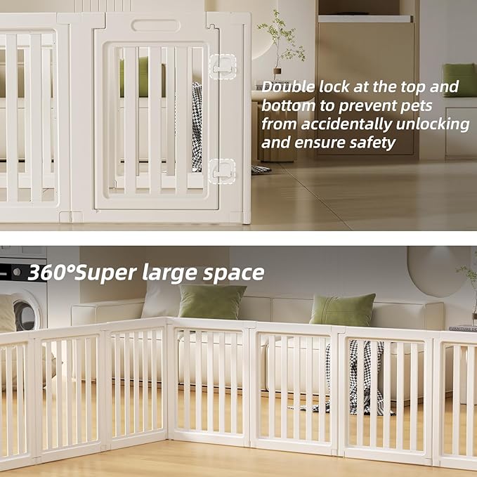Clear Dog Play Pen,Pet Playpen with Door,Easy to Clean and Install Puppy pens for Both Indoor and Outdoor use (White, 30.3" Height, 12)