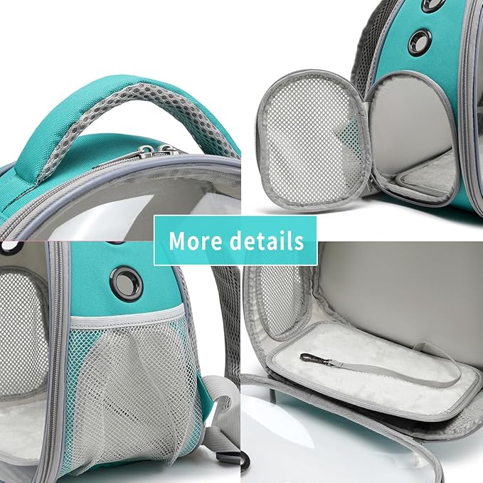 Bearded Dragon Lizard Backpack Carrier with Harness and Leash Set, Small Animal Carrier Backpack, Space Capsule Bubble Window, Small Pet Carrier Backpack, Airline Approved(Green)