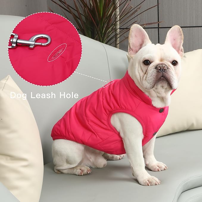 2 Layers Fleece Lined Warm Dog Jacket for Winter Cold Weather,Soft Windproof Large Dog Coat,Pink XXXL