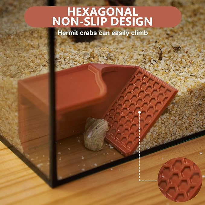 Hermit Crab Underground Hideout Cave Corner, 3 in 1 Multiple Shape Hermit Crab Climbing Accessories, Reptile Tank Accessories for Gecko Frog Tortoise