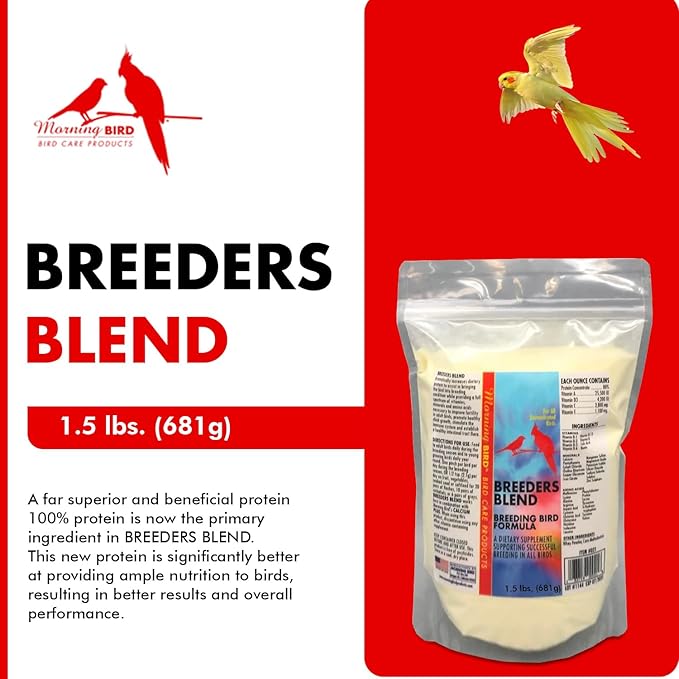 Morning Bird Breeders Blend 1.5 lbs – Protein Supplement for Birds – Supports Breeding, Chick Growth, Muscle Development & Immune Support – Daily Vitamin Blend for Strong Bones & Overall Health