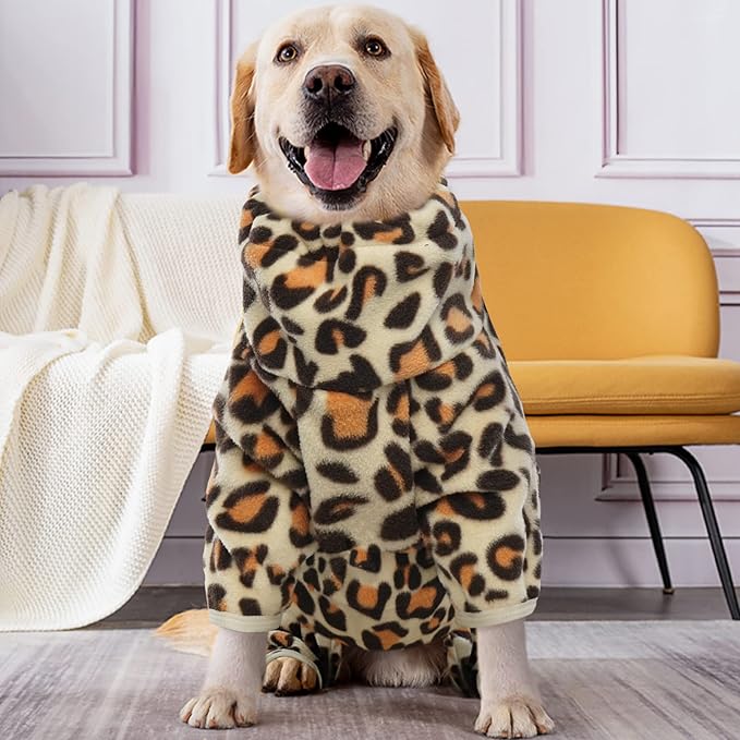 ROZKITCH Dog Winter Coat Soft Fleece Pullover Pajamas, Pet Windproof Warm Cold Weather Jacket Vest with Luminous Zipper, Jumpsuit Apparel Outfit Clothes for Small Medium Large Dog Brown M