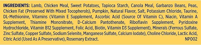 Nature's Recipe Grain Free Dry Dog Food, Lamb, Sweet Potato & Pumpkin Recipe, 12 lb. Bag