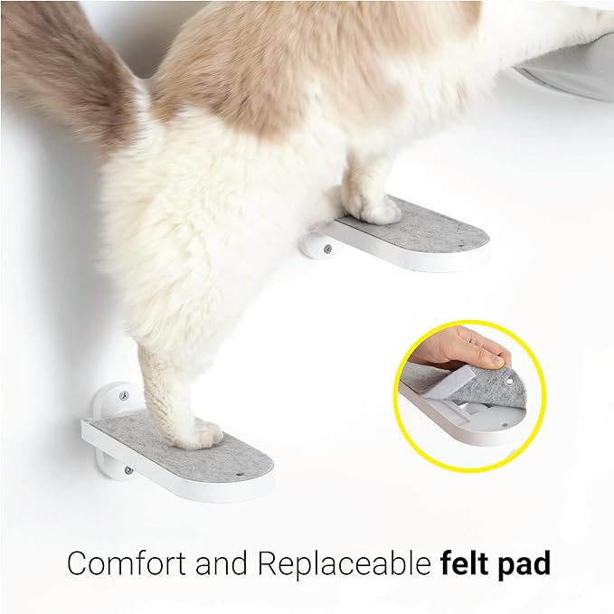 SVD.PET 3-Pack Cat Climbing Stairs with Replaceable Felt Pad, Cat Shelves & Toys for Medium & Large Cats (White)