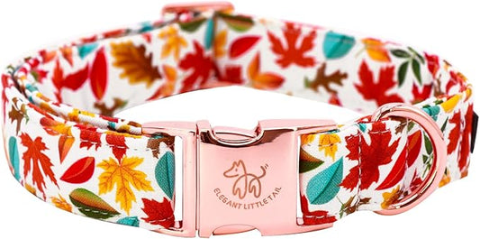 Elegant little tail Fall Dog Collar, Autumn Leaves Pet Collar Durable Dog Collars Male or Female Holiday Pet Gift Adjustable Dog Collar for Large Dogs