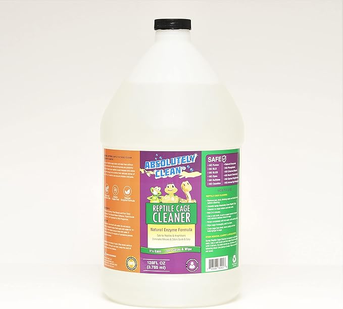 Absolutely Clean Amazing Reptile & Amphibian Terrarium Cleaner and Deodorizer - Just Spray/Wipe - Safely & Easily Removes Reptile & Amphibian Messes - USA Made (128oz Refill - Save 60%)