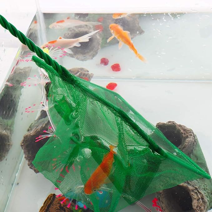 3 Pack Fish Net Aquarium Fine Fishing Mesh with Plastic Handle, 6-Inch