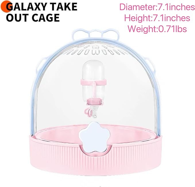 TUTU&LELE Small Animal Carrier, Travel Carry-Out Cage with Warm Plush Pads and Water Bottle can be Carried Both by Hand and Crossbody, Suitable for Dwarf Hamsters, mice, Hamsters (Blue)