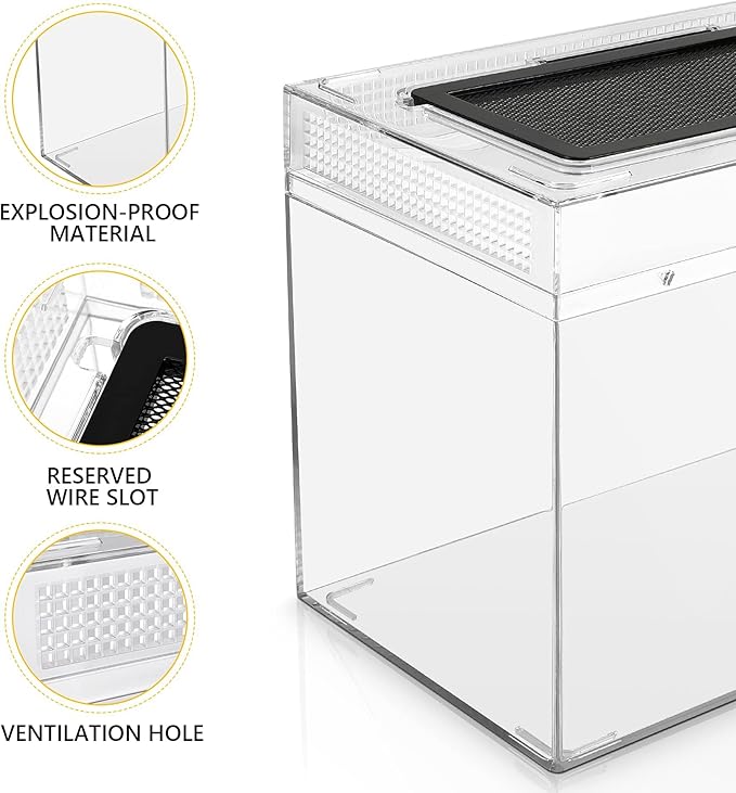 Reptile Terrarium Kit 12" x 7"x 9" Spider Tank Starter Tank, Leopard Gecko Tank, Tarantula Cage Hermit Crab Habitat, Lizard Enclosure, Insect Tank Kit, Jumping Spider Enclosure, Small Isopod Terrarium