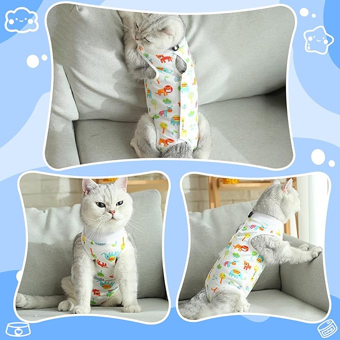 Cat Recovery Suit Female, Breathable Cat Onesie After Surgery Female for Abdominal Wounds or Skin Diseases, Surgery Recovery Suit Kitten Onesie After Spay Wear Anti Licking